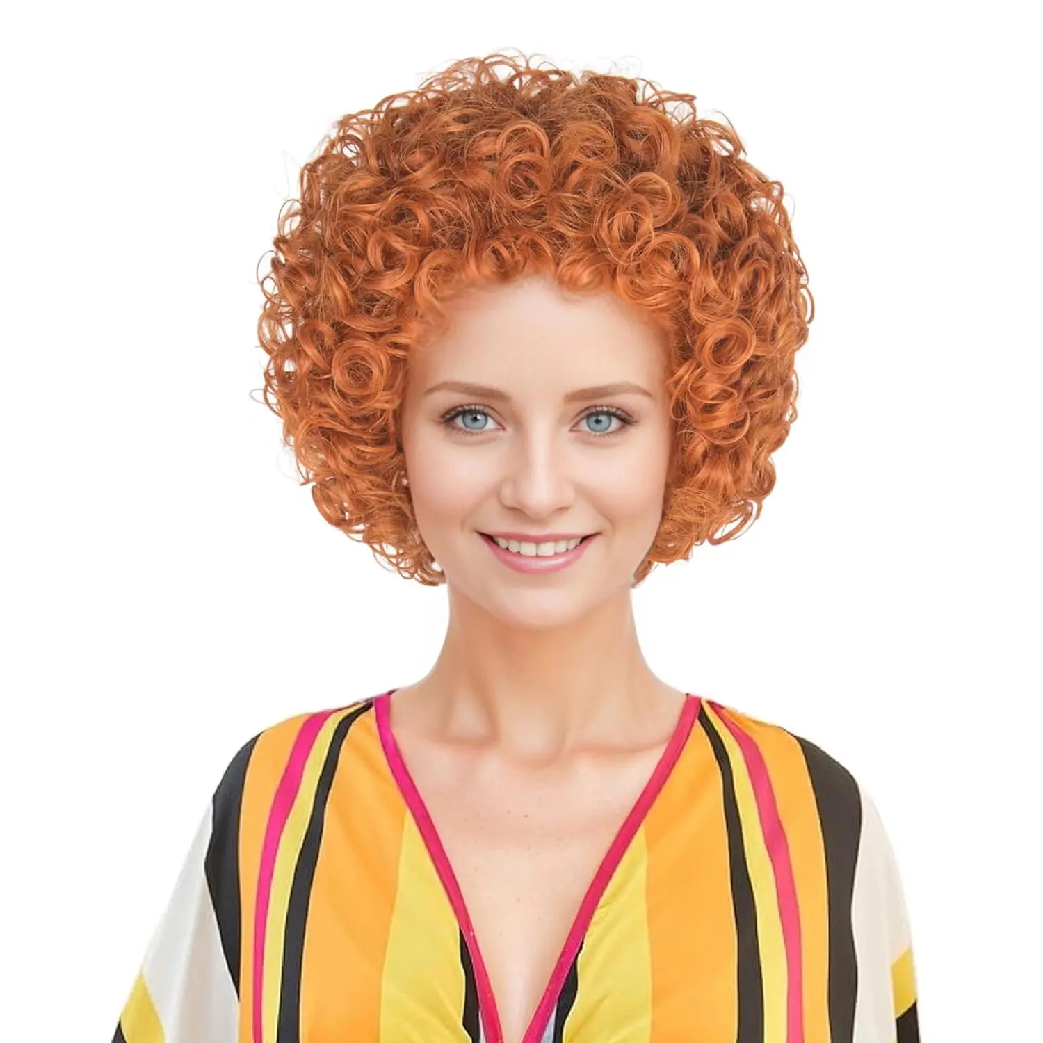 Anime Cosplay Red Hair - Parrucca da donna corta riccia rossa